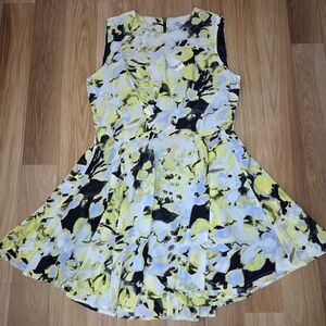 Bar III Abstract Floral Dress in Yellow and Blue Size L